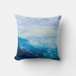 Ocean wave painting, sea foam cushion