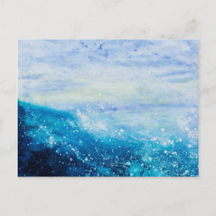 Ocean wave painting, sea foam postcard