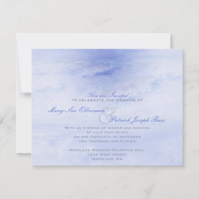 Ocean Wave: Pale Blue Evening Only Small Wedding Invitation (Front)
