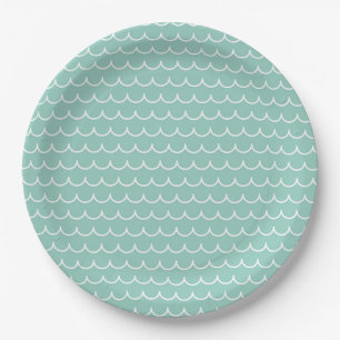 Ocean Wave Party Plates Turquoise and White Wave