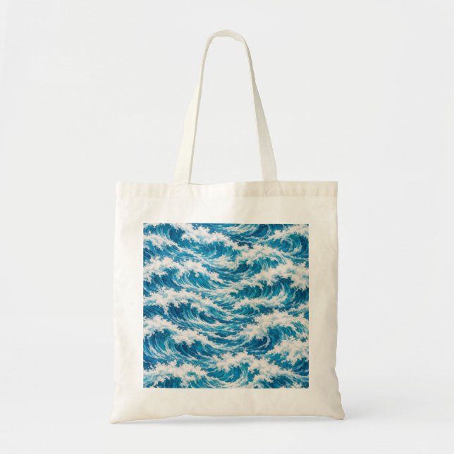 Ocean Wave Pattern Tote Bag (Front)