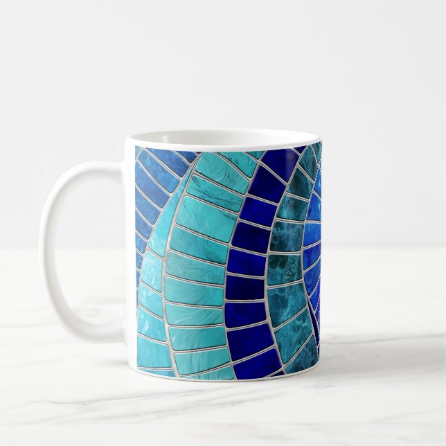 Ocean Wave Spiral mosaic art Coffee Mug (Left)