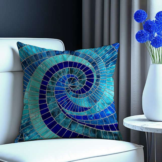 Ocean Wave Spiral mosaic art Cushion (Creator Uploaded)
