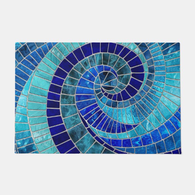 Ocean Wave Spiral mosaic art Doormat (Front)