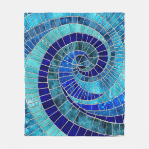 Ocean Wave Spiral mosaic art Fleece Blanket