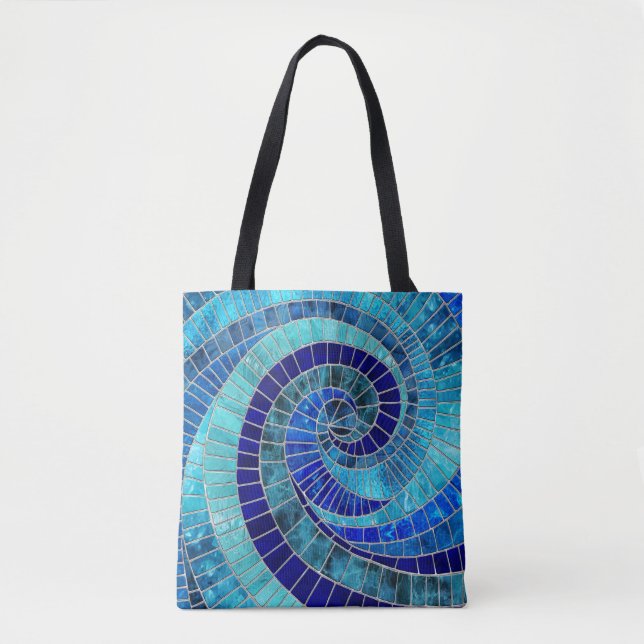 Ocean Wave Spiral mosaic art Tote Bag (Front)