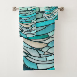 Ocean Wave Spiral Mosaic  Bath Towel Set