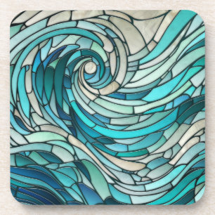 Ocean Wave Spiral Mosaic  Coaster