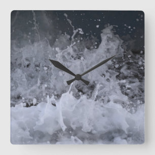 Ocean Wave Splash Closeup 2 Square Wall Clock