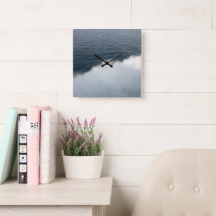 Ocean Wave Spray from Ferry to Capri 1 Square Wall Clock