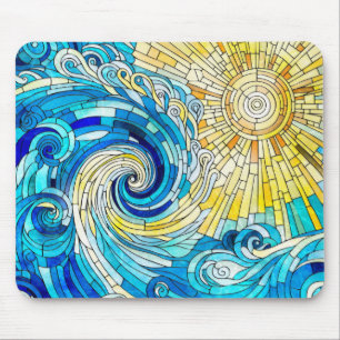 Ocean Wave Sun mosaic art Mouse Mat