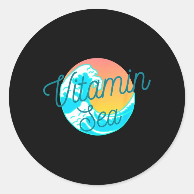Ocean Wave Sunse Classic Round Sticker (Front)