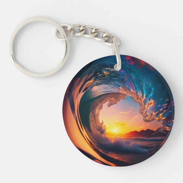 Ocean Wave Sunset Key Ring (Front)