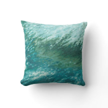 Ocean Wave Surf Beach Coastal Pillow by Juul