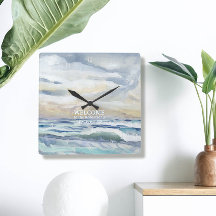 Ocean Wave Watercolor Beach Coastal Home Decor