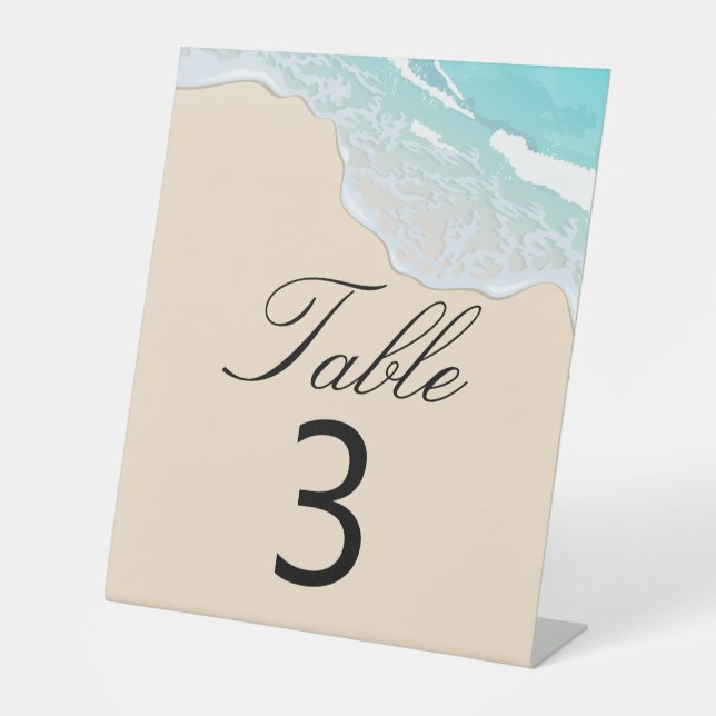 Ocean Wave Wedding Table Seating Placement Pedestal Sign (Front)
