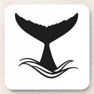 Ocean Wave Whale Tail Silhouette Coaster