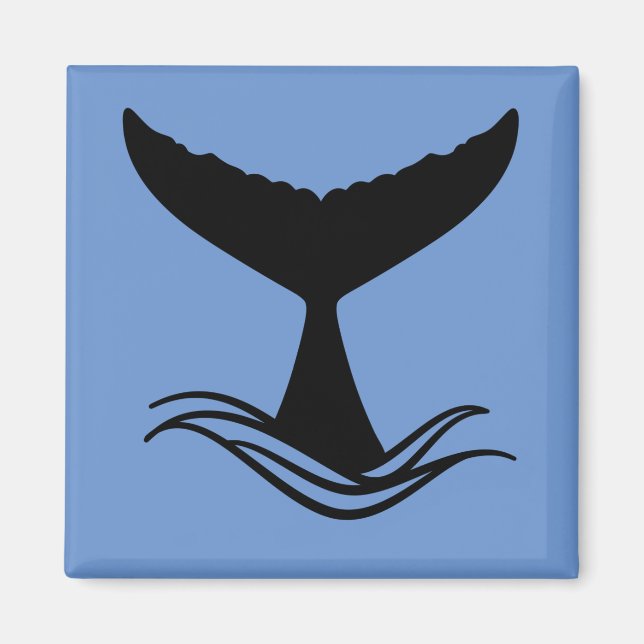 Ocean Wave Whale Tail Silhouette Magnet (Front)
