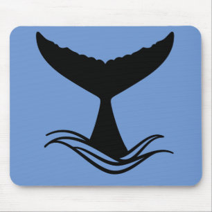 Ocean Wave Whale Tail Silhouette Mouse Mat