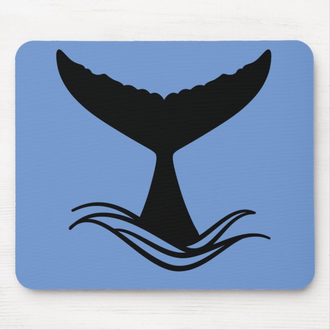 Ocean Wave Whale Tail Silhouette Mouse Mat (Front)