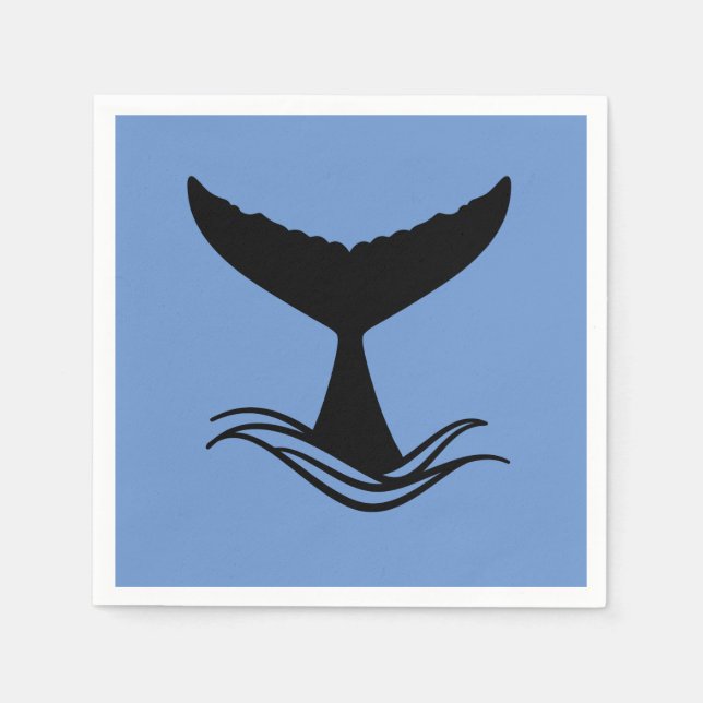 Ocean Wave Whale Tail Silhouette Napkin (Front)