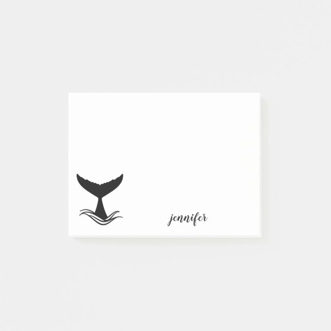 Ocean Wave Whale Tail Silhouette Post-it Notes (Front)