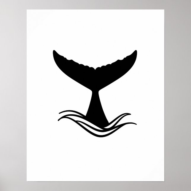 Ocean Wave Whale Tail Silhouette Poster (Front)