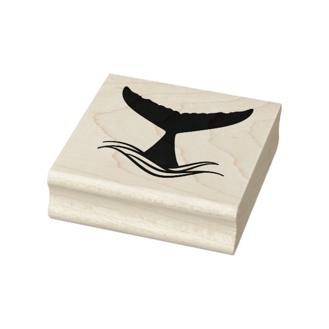 Ocean Wave Whale Tail Silhouette Rubber Stamp (Stamp)
