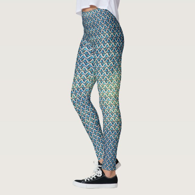 Ocean Waves Abstract Pattern Design 1312 Leggings (Left)