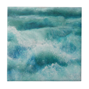 Ocean Waves Abstract Tile