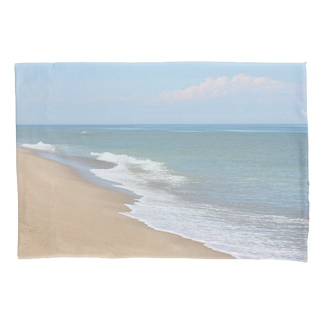 Ocean waves and beach pillowcase (Front)