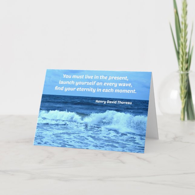 Ocean Waves and quote by H.D. Thoreau Card (Front)