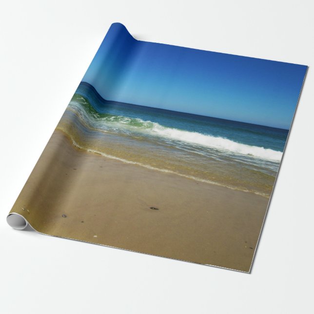 Ocean waves and sandy beach wrapping paper (Unrolled)