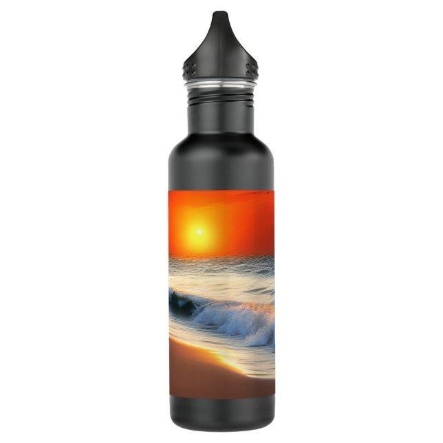 Ocean Waves and Sunset on Sandy Shower 710 Ml Water Bottle (Left)