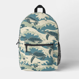 Ocean Waves and Turtles Design Printed Backpack