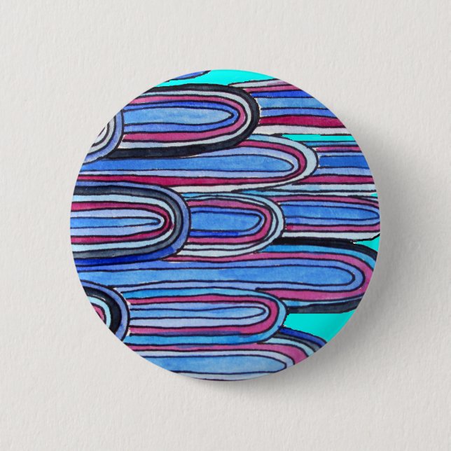 Ocean Waves aqua blue pattern 6 Cm Round Badge (Front)