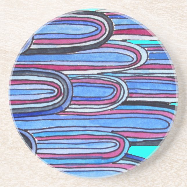 Ocean Waves aqua blue pattern Coaster (Front)