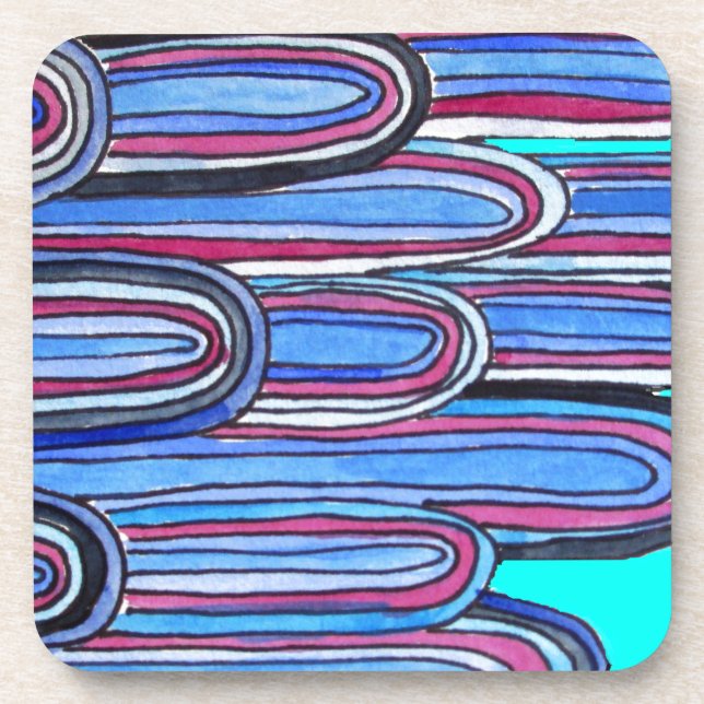 Ocean Waves aqua blue pattern Coaster (Front)