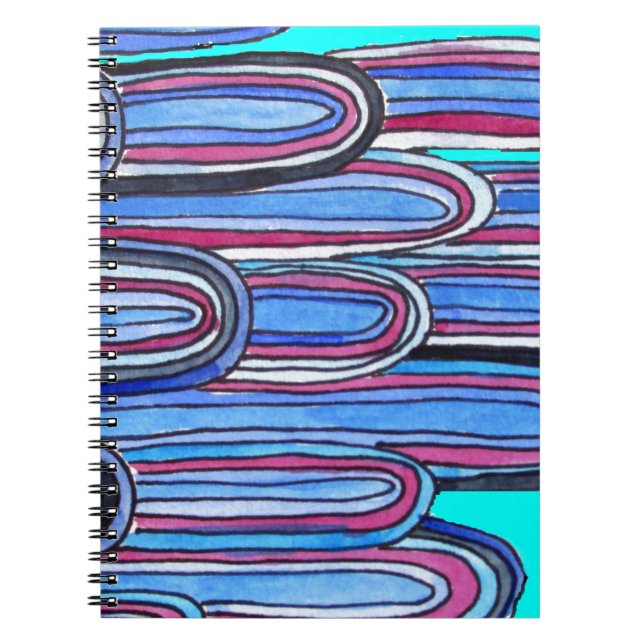 Ocean Waves aqua blue pattern Notebook (Front)