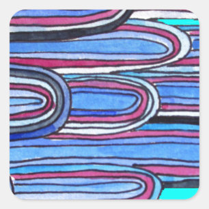 Ocean Waves aqua blue pattern Square Sticker