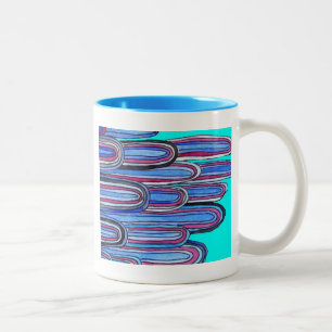 Ocean Waves aqua blue pattern Two-Tone Coffee Mug