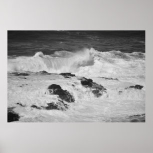 Ocean Waves at Cliffs in Kilauea Poster