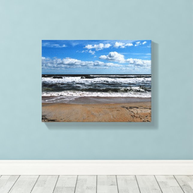 ocean waves at the beach canvas print (Insitu(Wood Floor))