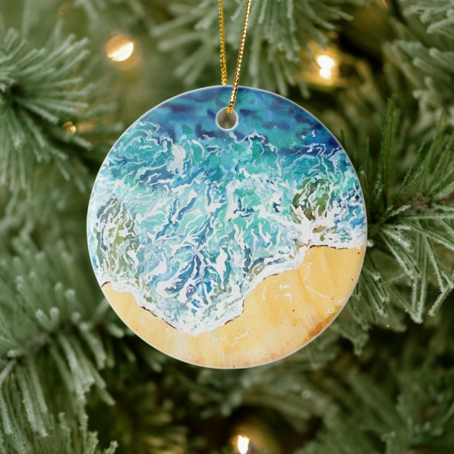 Ocean Waves at the Beach Ceramic Tree Decoration (Tree)