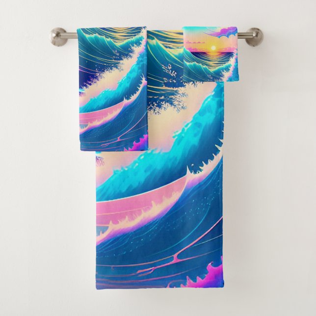 Ocean Waves Bath Towel Set (Insitu)