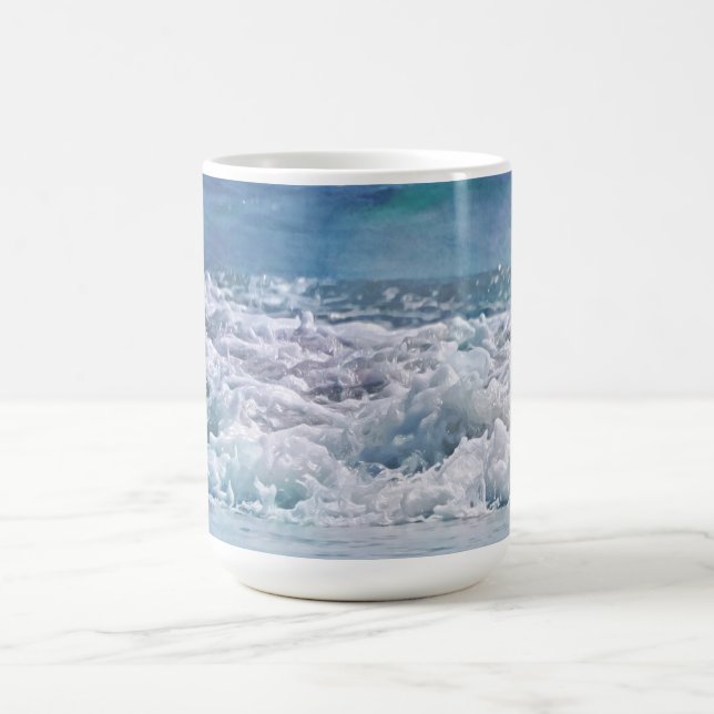 Ocean Waves Beach Art Mug Cup (Center)