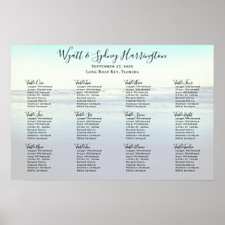Ocean Waves Beach Background Table Seating Chart