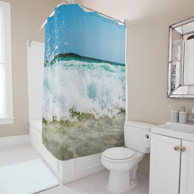 Ocean Waves Beach Bath Set Shower Curtain (In Situ)