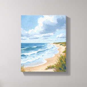 Ocean Waves   Beach Coastal Painted Canvas Print