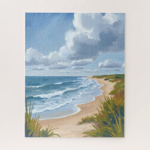 Ocean Waves Beach Coastal Painted Jigsaw Puzzle